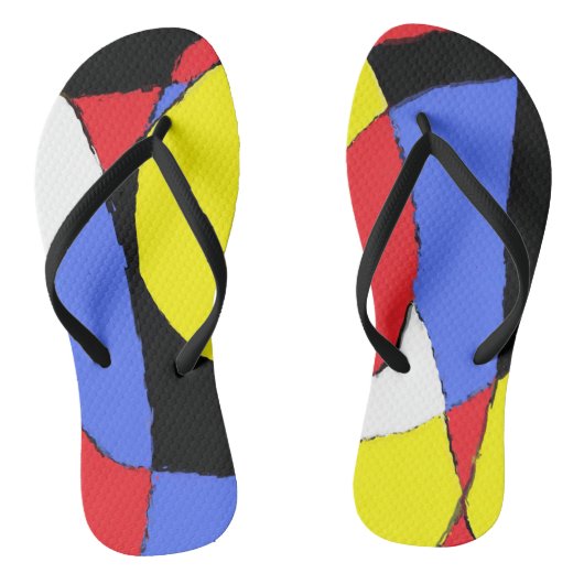 Rot und Blau Abstrakt Badesandalen (Fußbett)