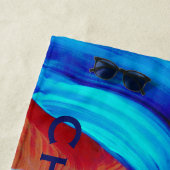 Rot und Blau Abstrakt mit blauem Namen Strandtuch (Beispiel)