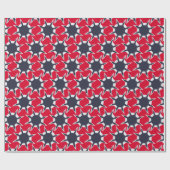 Rot und Blau Abstraktes Schneeflockenmuster Geschenkpapier (Flach)