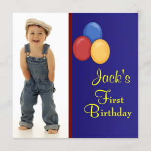 Rot und Blau Balloons Boys Geburtstagsparty Einladung