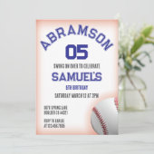 Rot und Blau Baseball Geburtstag Einladung (Stehend Vorderseite)