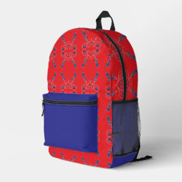 Rot und Blau Bedruckter Rucksack