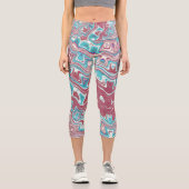 Rot und Blau Capri Leggings (Vorderseite)
