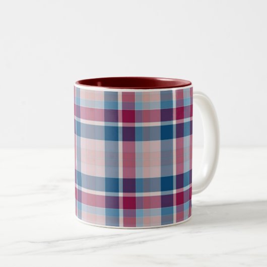 Rot und Blau Classic Kariert Zweifarbige Tasse (VorderseiteRechts)