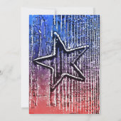 Rot und Blau Cool Rustikale Star Pop Kunst drucken Einladung (Rückseite)