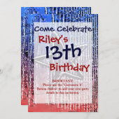 Rot und Blau Cool Rustikale Star Pop Kunst drucken Einladung (Vorne/Hinten)