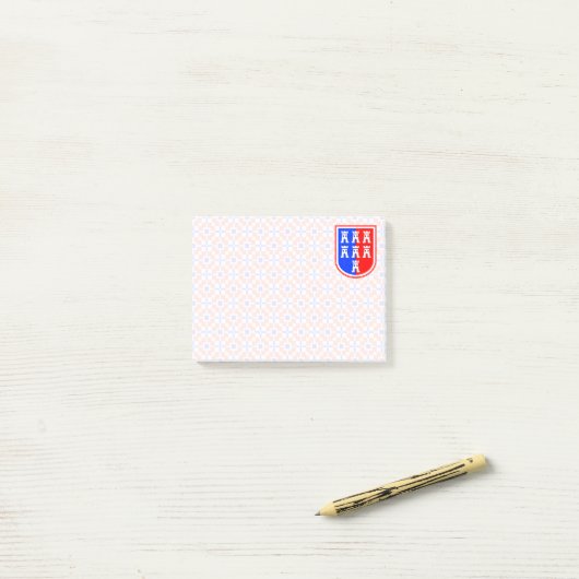 Rot und Blau, das sächsische Post-it Klebezettel (Auf Schreibtisch)