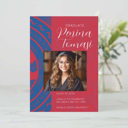 Rot und Blau Einladung (Stehend Vorderseite)