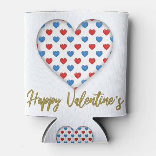 Rot und Blau Elegante Herzform Dosenkühler (Vorderseite)