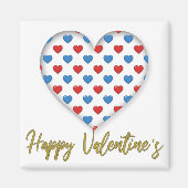 Rot und Blau Elegante Herzform Magnet (Vorne)