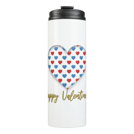 Rot und Blau Elegante Herzform Thermosbecher (Vorderseite)