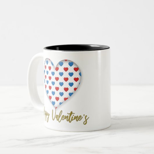 Rot und Blau Elegante Herzform Zweifarbige Tasse (Vorderseite Links)