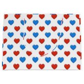 Rot und Blau Elegantes Herz Form große Geschenktas Große Geschenktüte (Vorderseite)