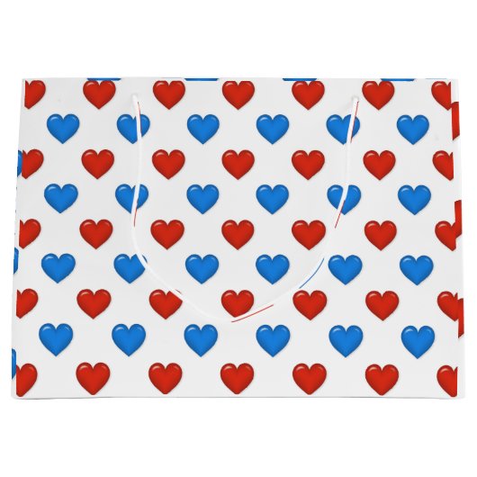 Rot und Blau Elegantes Herz Form große Geschenktas Große Geschenktüte (Vorderseite)