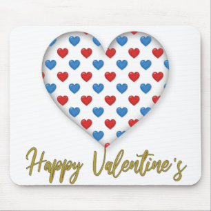 Rot und Blau Elegantes Herz in Herzform Mousepad