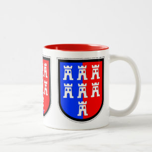 Rot und Blau, es muss sein Zweifarbige Tasse