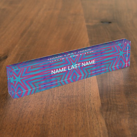 Rot und Blau Geometric Namensplakette (Seite)