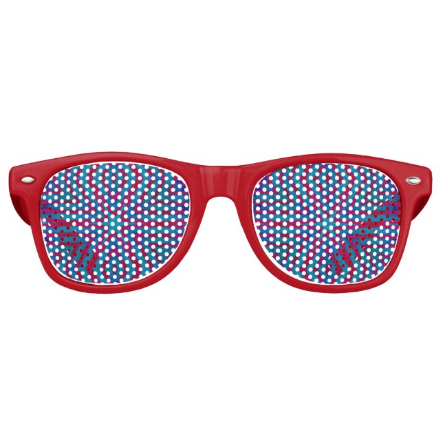 Rot und Blau Geometric Partybrille (Vorderseite)