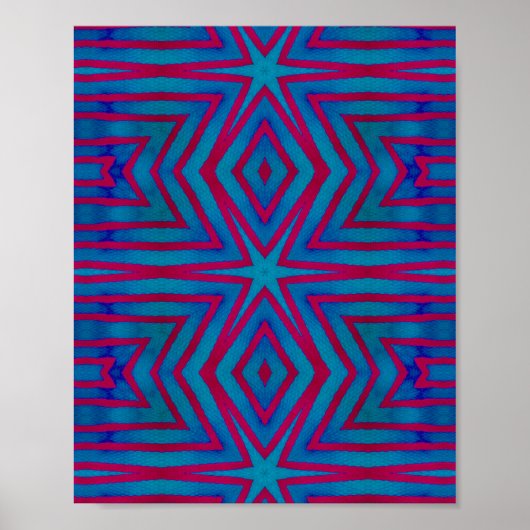 Rot und Blau Geometric Poster (Vorne)