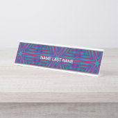 Rot und Blau Geometric Schreibtischnamensplakette (Vorderseite )