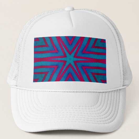 Rot und Blau Geometric Truckerkappe (Vorderseite)