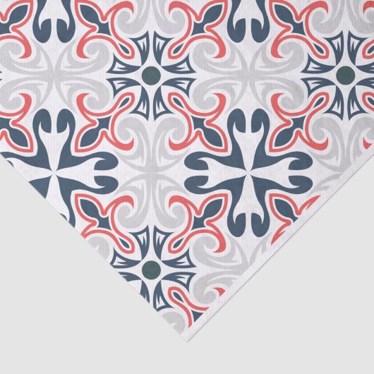 Rot und blau geometrische Muster decoupage Seidenpapier (Ausschnitt)