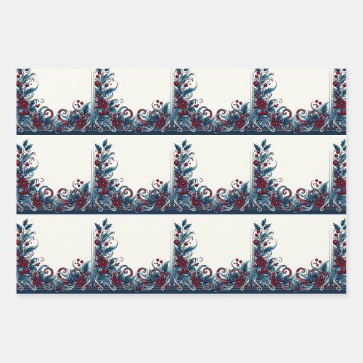 Rot und Blau Geschenkpapier Set (Vorderseite 3)