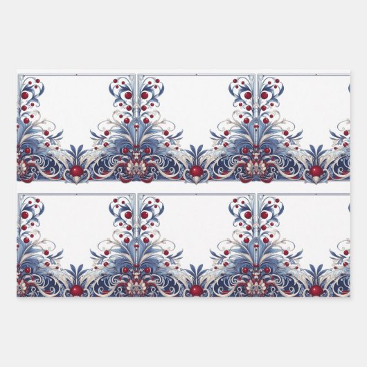 Rot und Blau Geschenkpapier Set (Vorderseite)