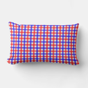 Rot und Blau Gingham Kariert Lendenkissen