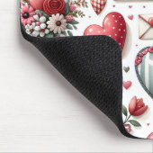 ROT UND BLAU GINGHAM KARIERTER VALENTINSTAG THEMA MOUSEPAD (Ecke)