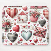 ROT UND BLAU GINGHAM KARIERTER VALENTINSTAG THEMA MOUSEPAD (Vorne)