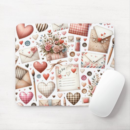 ROT UND BLAU GINGHAM KARIERTER VALENTINSTAG THEMA MOUSEPAD (Mit Mouse)