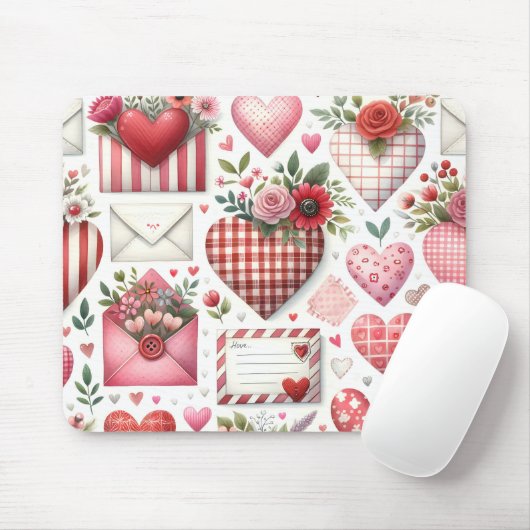 ROT UND BLAU GINGHAM KARIERTER VALENTINSTAG THEMA MOUSEPAD (Mit Mouse)