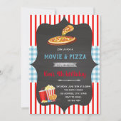 Rot und Blau Gingham Pizza Motto Einladung (Vorderseite)