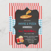 Rot und Blau Gingham Pizza Motto Einladung (Vorne/Hinten)