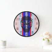 Rot und Blau-Goalie-Maske Hockey-Wall-Uhr Große Wanduhr (Zuhause)