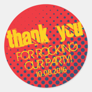 Rot und Blau-Halftone-Aufkleber für Geburtstagspar Runder Aufkleber