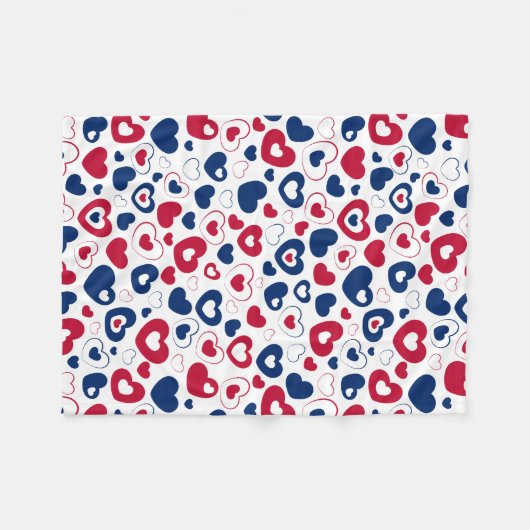 Rot und Blau Herz Blanket Fleecedecke (Vorderseite (Horizontal))