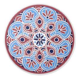 Rot und Blau Keramik Pull Keramikknauf