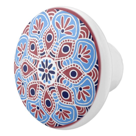 Rot und Blau Keramik Pull Keramikknauf (Rechts)