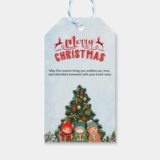 Rot und blau Minimalistisch Frohe Weihnachtsgesche Geschenkanhänger (Vorderseite)