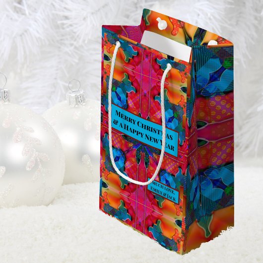 Rot und Blau Modernes geometrisches Wasserfarbmust Kleine Geschenktüte