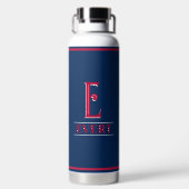 Rot und Blau Monogrammiert Trinkflasche (Rückseite)
