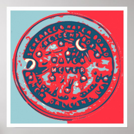 Rot und Blau NOLa Wasserzähler Poster (Vorne)