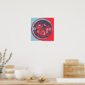 Rot und Blau NOLa Wasserzähler Poster (Küche)
