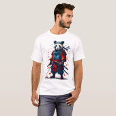 Rot und Blau Panda Samurai T-Shirt (Vorne ganz)