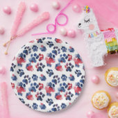 Rot und Blau Paw 4. Juli Plakat Pappteller (Party)