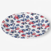 Rot und Blau Paw 4. Juli Plakat Pappteller (Schrägansicht)