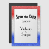 Rot und Blau Save the Date Magneteinladung (Vorne/Hinten)