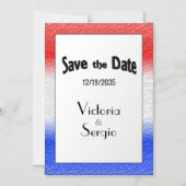 Rot und Blau Save the Date Magneteinladung (Vorderseite)